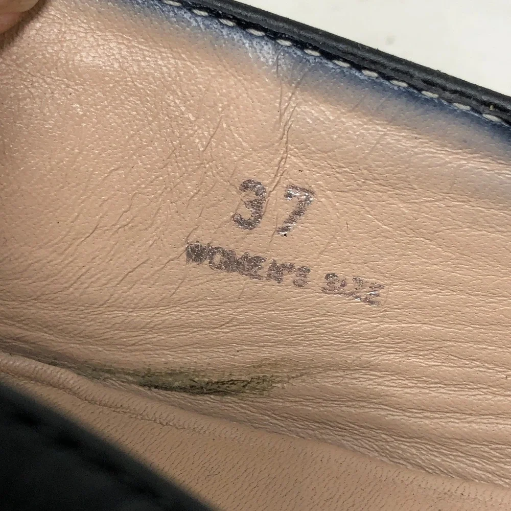 Tod's Womens 37 Espadrille Loafers Black Leather Gommino Driving Shoe‎